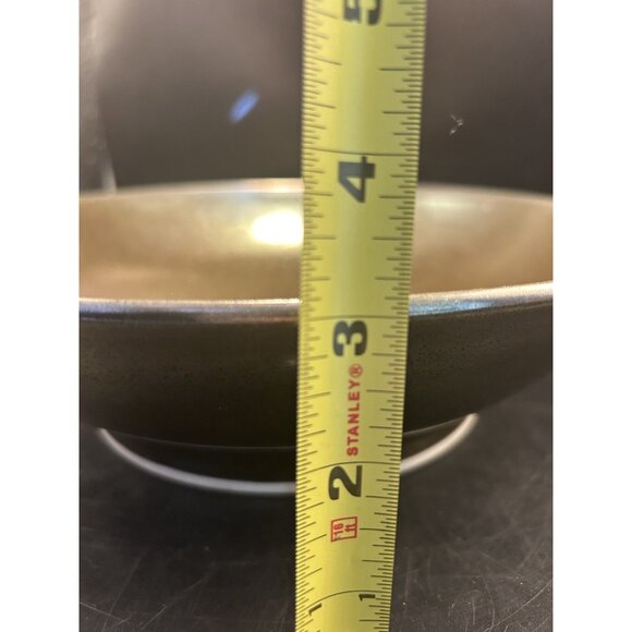 Vintage Studio Art Pottery Bowl Iridescent Burnt Brown Glaze 11" Shallow Signed - Picture 11 of 11